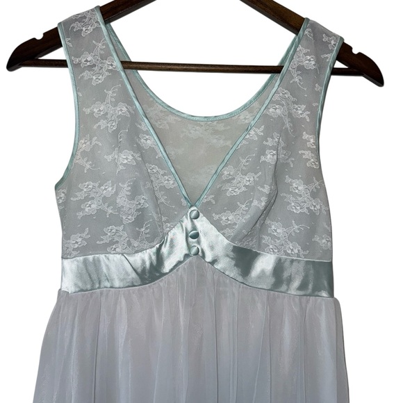 Vintage Shadowline Baby Blue Chiffon Peignoir Nightgown Babydoll Set - Picture 5 of 16